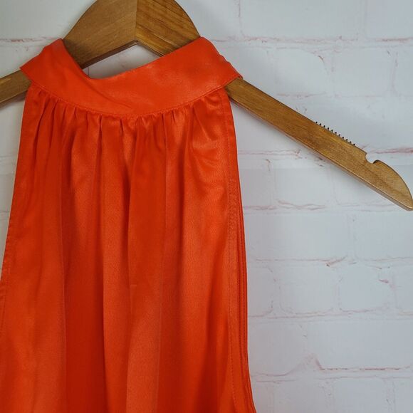 BODEN Satin Cutaway Top US 10 Orange Sleeveless Halterneck Tank - Picture 7 of 12